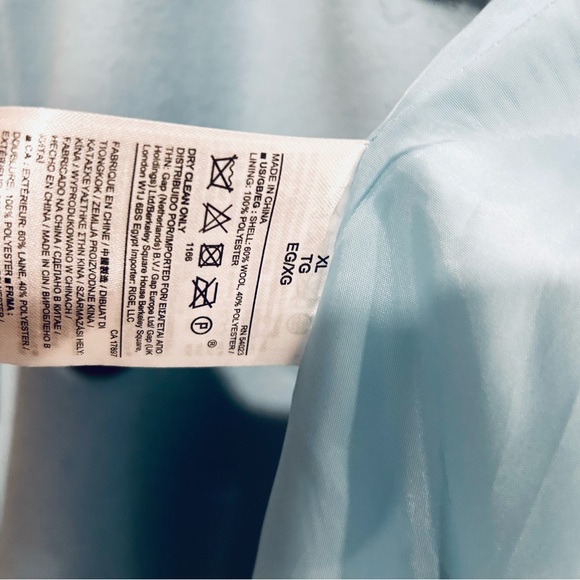 Banana Republic baby blue wool moto-style coat w/ zipper detail XL - Picture 2 of 12